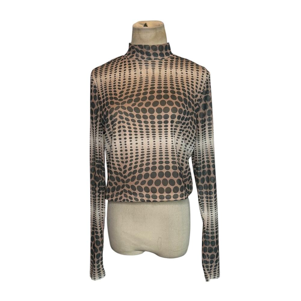 Forever 21 beige black polka dots long sleeves size 0X